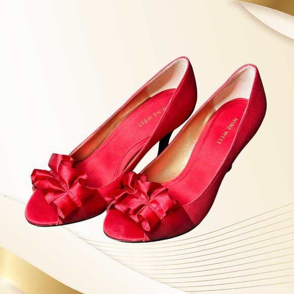 Nine West Red R StarfishX3 Peep-toe Pumps, Sz 7.5 - Picture 1 of 8